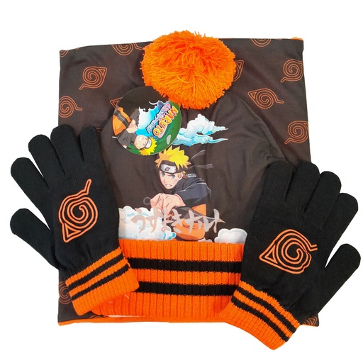 [8436580114486] Set gorro braga cuello y guantes Naruto