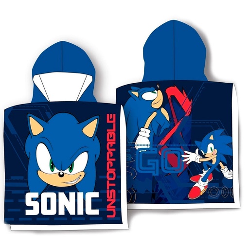 [8435631344704] Poncho toalla Sonic The Hedgehog algodon