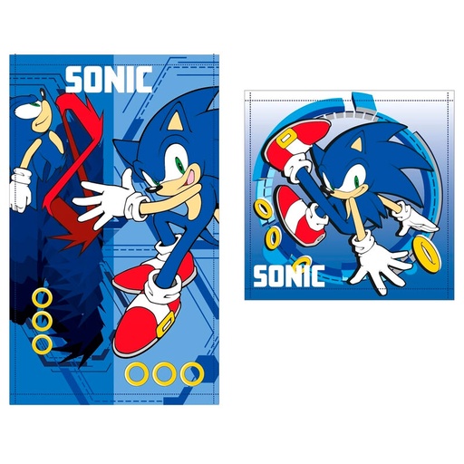 [8435631345466] Set 2 toallas baño Sonic The Hedgehog algodon