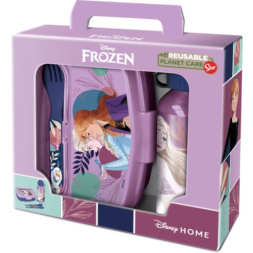 [8412497742639] Set Sandwichera cubiertos + botella aluminio Frozen Disney 400ml