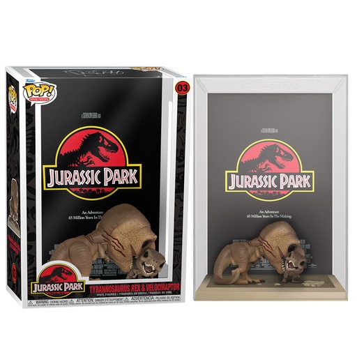 [889698615037] Figura POP Movie Poster Jurassic Park Tyrannosaurus Rex and Velociraptor